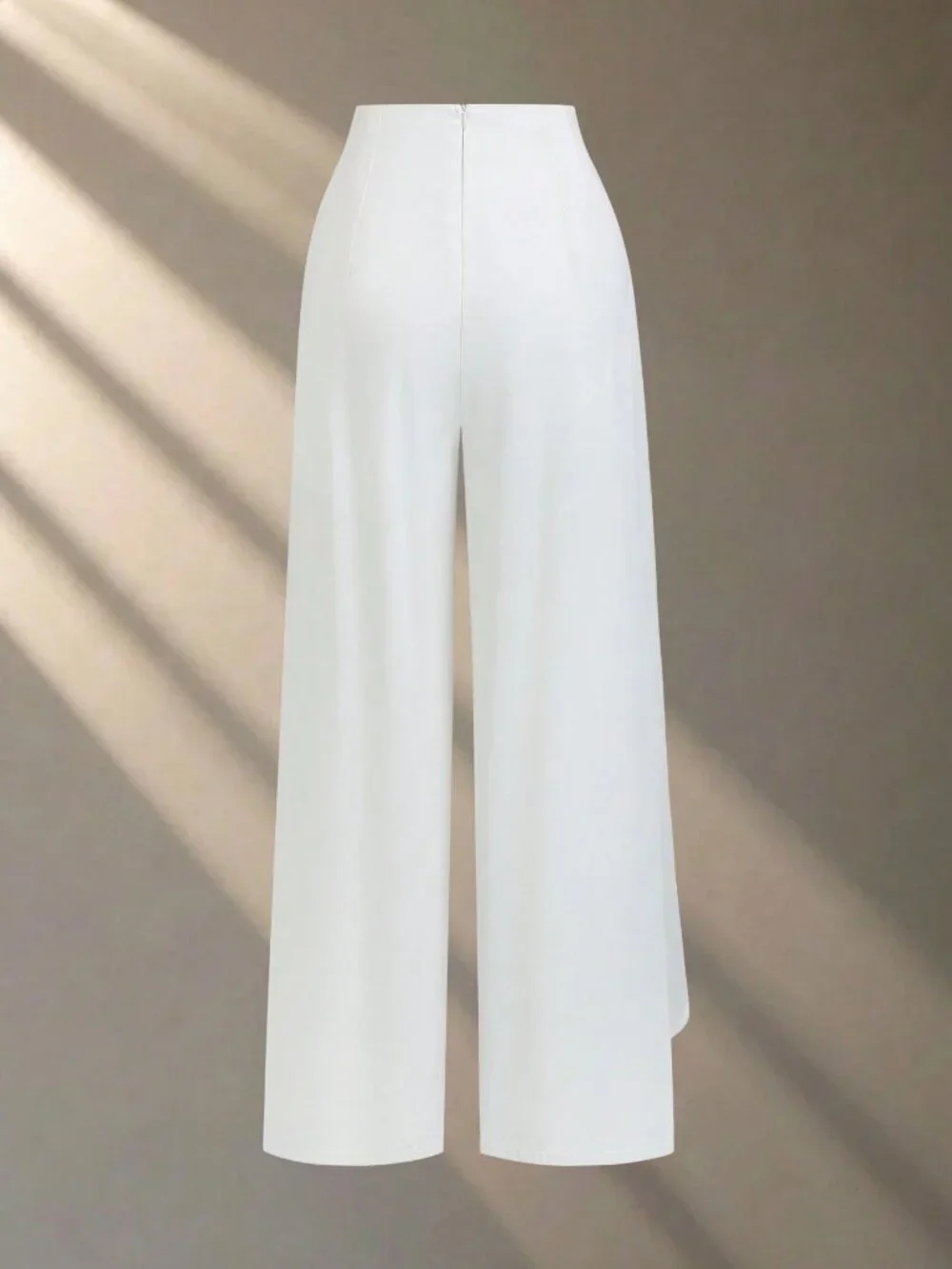 White Elegant Women's Chiffon Asymmetrical Party Trousers